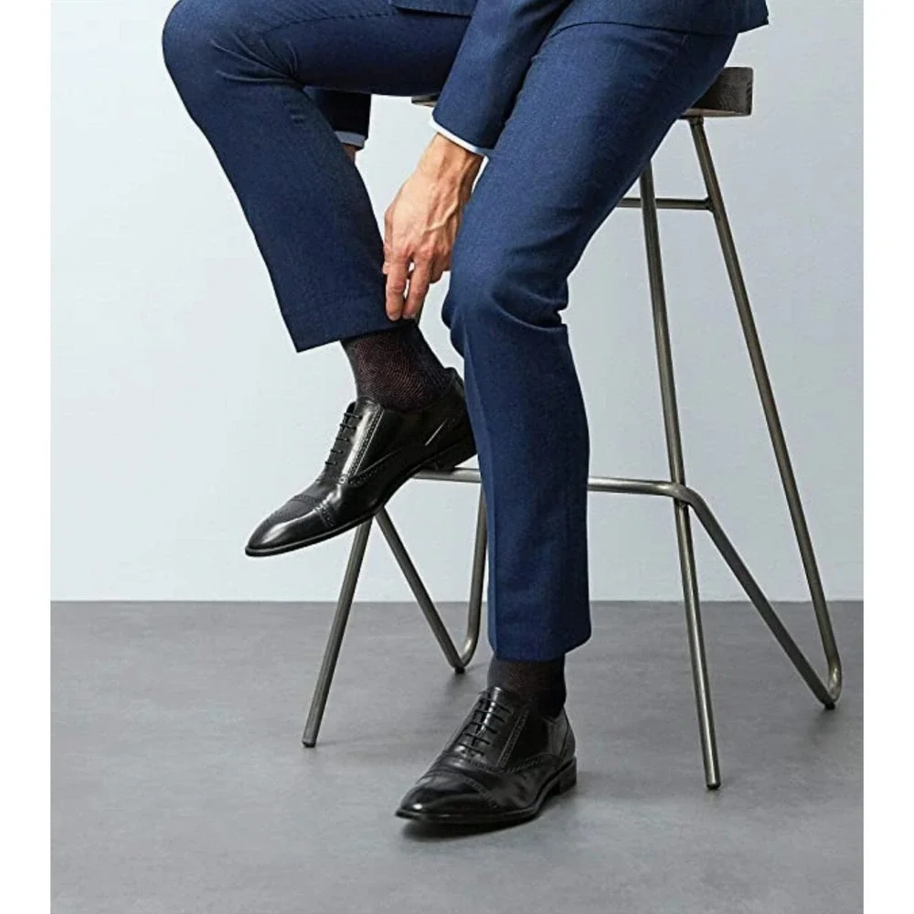 Breathable Mens Cotton Dress Socks Size 13-15 Ultra Thin Socks for Mens 5 Pack